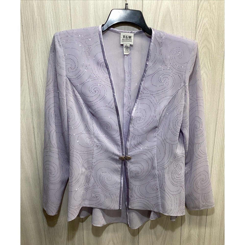 R & M Richards Women's (Size 14) Long Sleeve Suit Jacket Sparkle Accent Poly